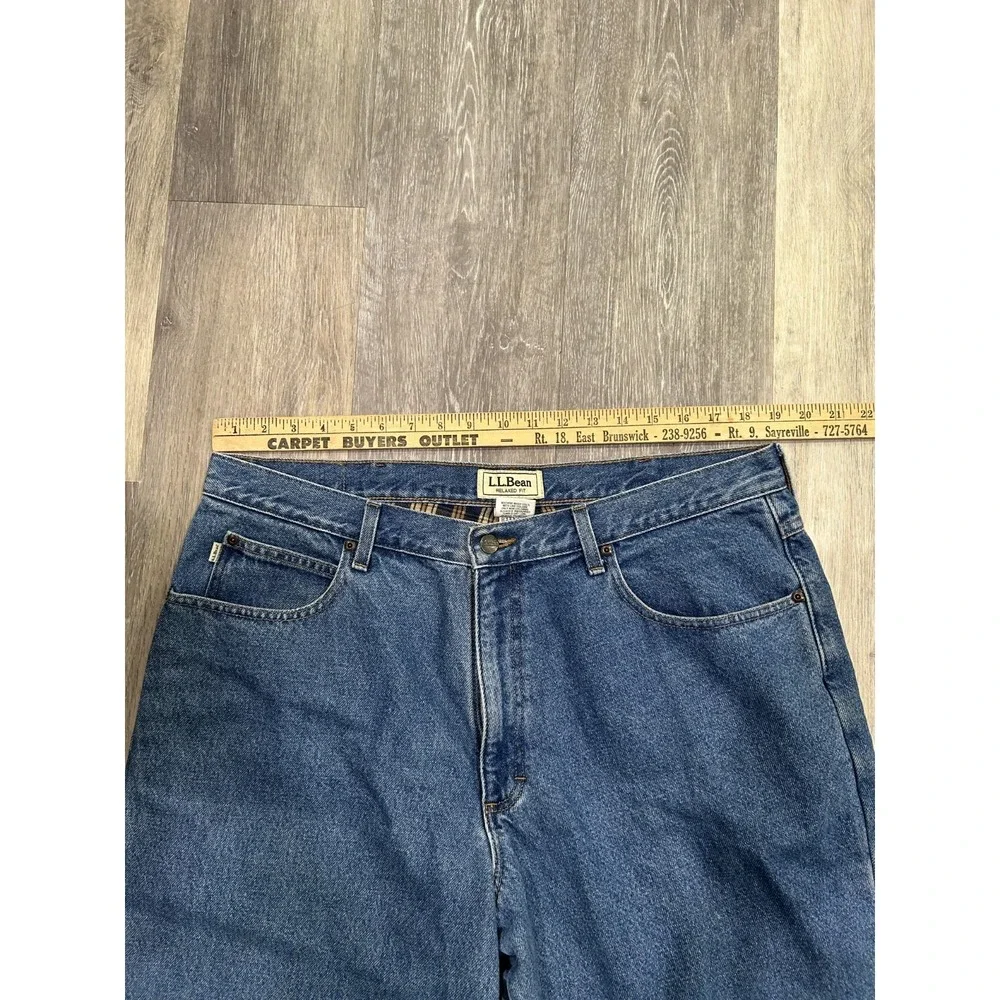 LL Bean Double L‎ Jeans Mens 38x30 Medium Wash Denim Flannel Lined Relaxed Fit